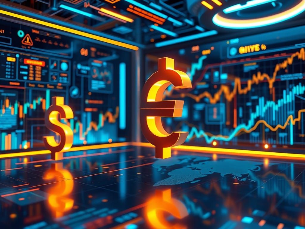 Futuristic Forex Trading Hub in Neon Lit Digital Expanse