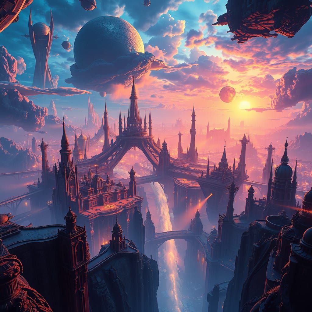 Surreal Metropolis in Vibrant Dreamscape Aesthetic