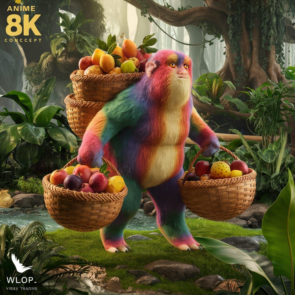 Money Creature in Lush Forest: Anime Concept Art