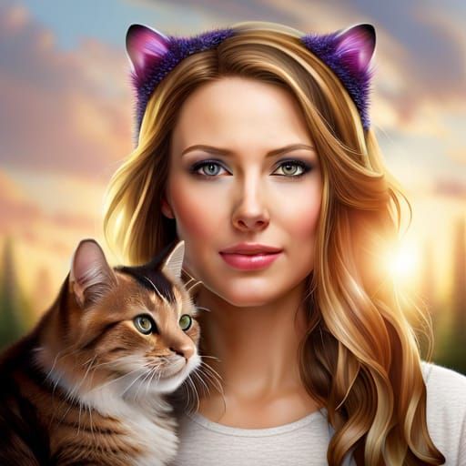 Elegant Woman with Cat Ears Portrait