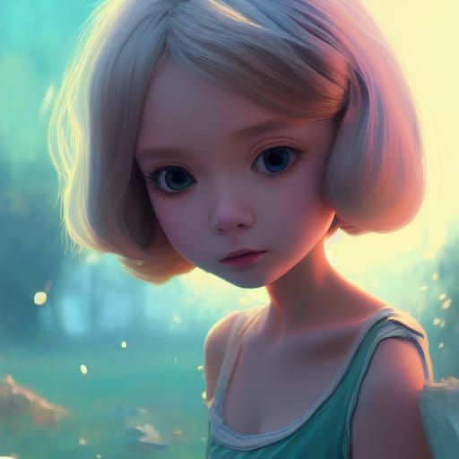 Cute Opalescent Brunette Pop Head in Fantasycore Style