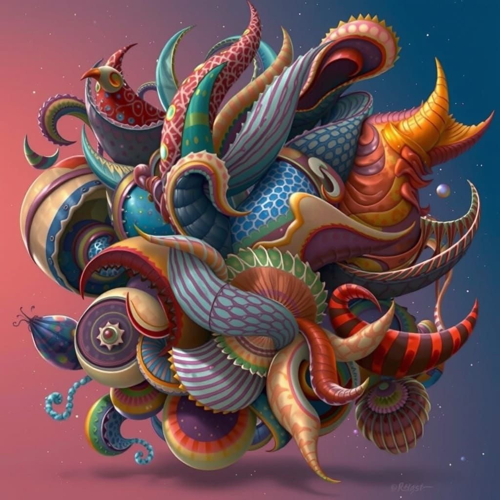 Astral Soldier Dancing Amidst Abstract Flowers