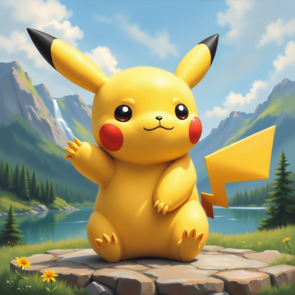 Magnificent Pikachu with Happy Brush Strokes