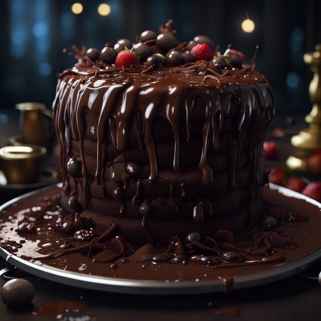 Indulgent Chocolate Cake Digital Masterpiece