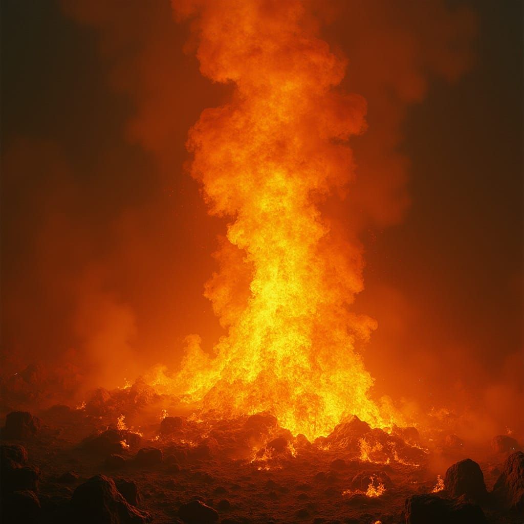 Inferno of Fire in Biomechanical Surrealist Style