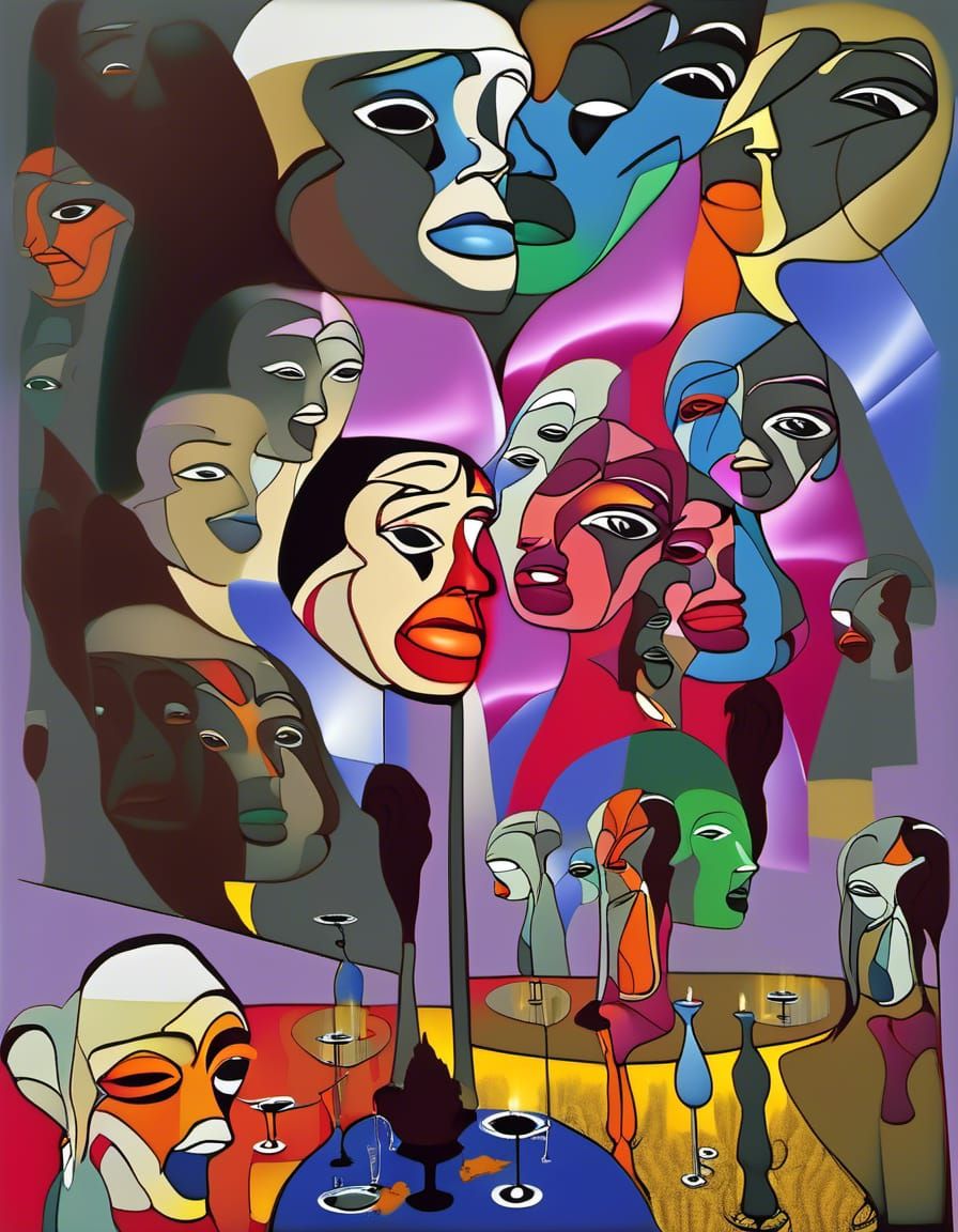 Photorealistic Portrait of Expressive Woman in Cafe