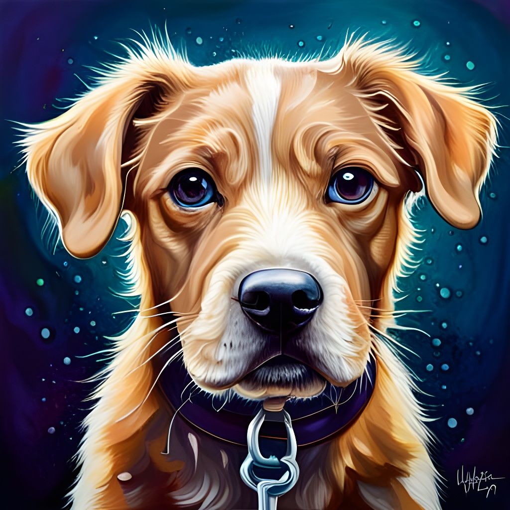 Hyperrealistic Puppy Portrait in Graffiti Art Style