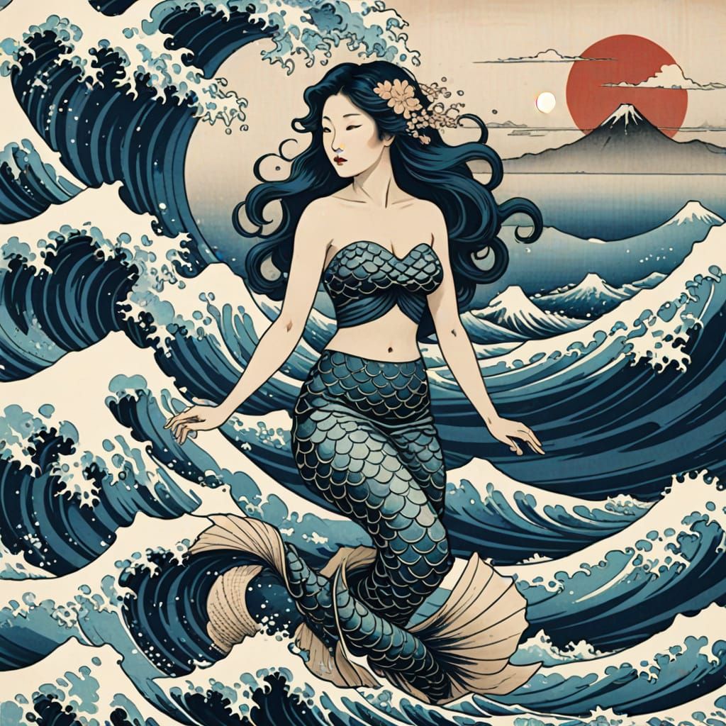 mermaid near Mt Fuji