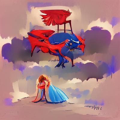 Sad Queen with Red Griffin