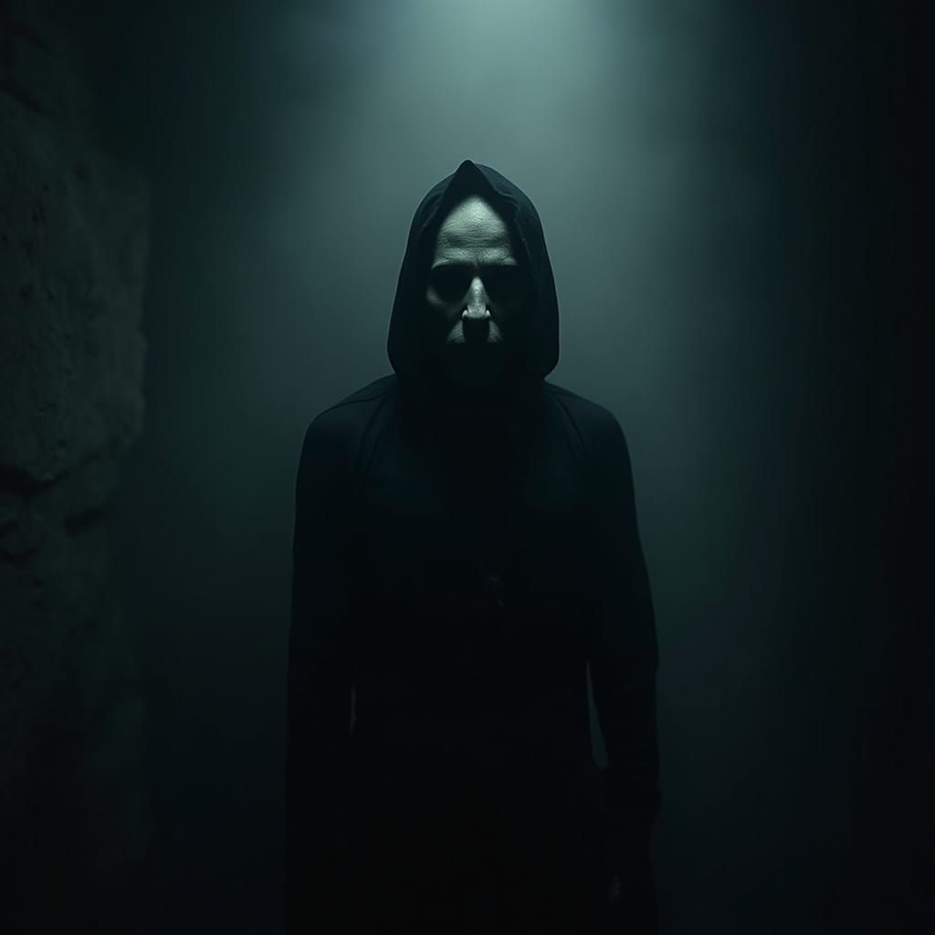 Dark Figure Shrouded in Shadows, Cinematic Scene