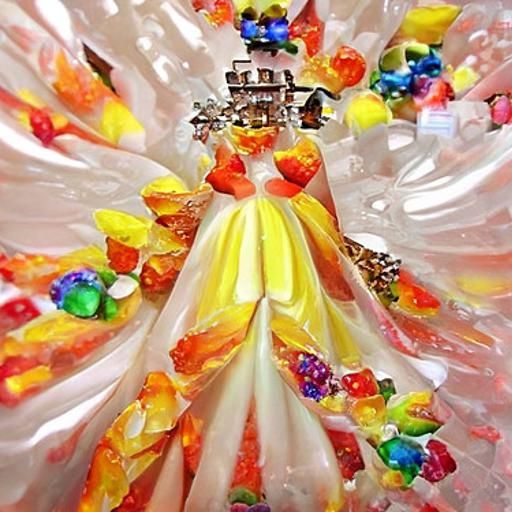 Ethereal Candy Corn Ballgown in a Candyland Style