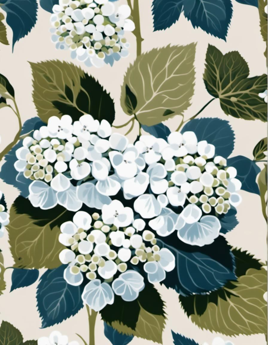 Seamless Hydrangea Pattern in Acrylic Print Style