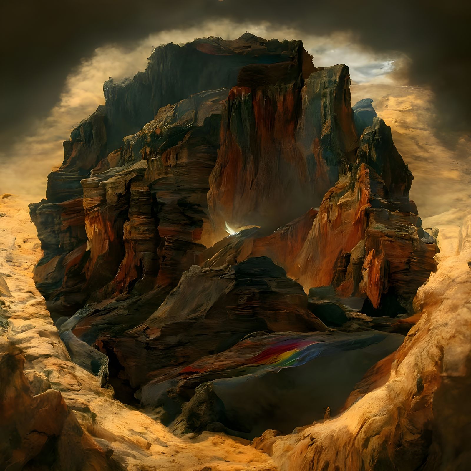 Vibrant Canyon Landscape in Detailed Digital Illustration