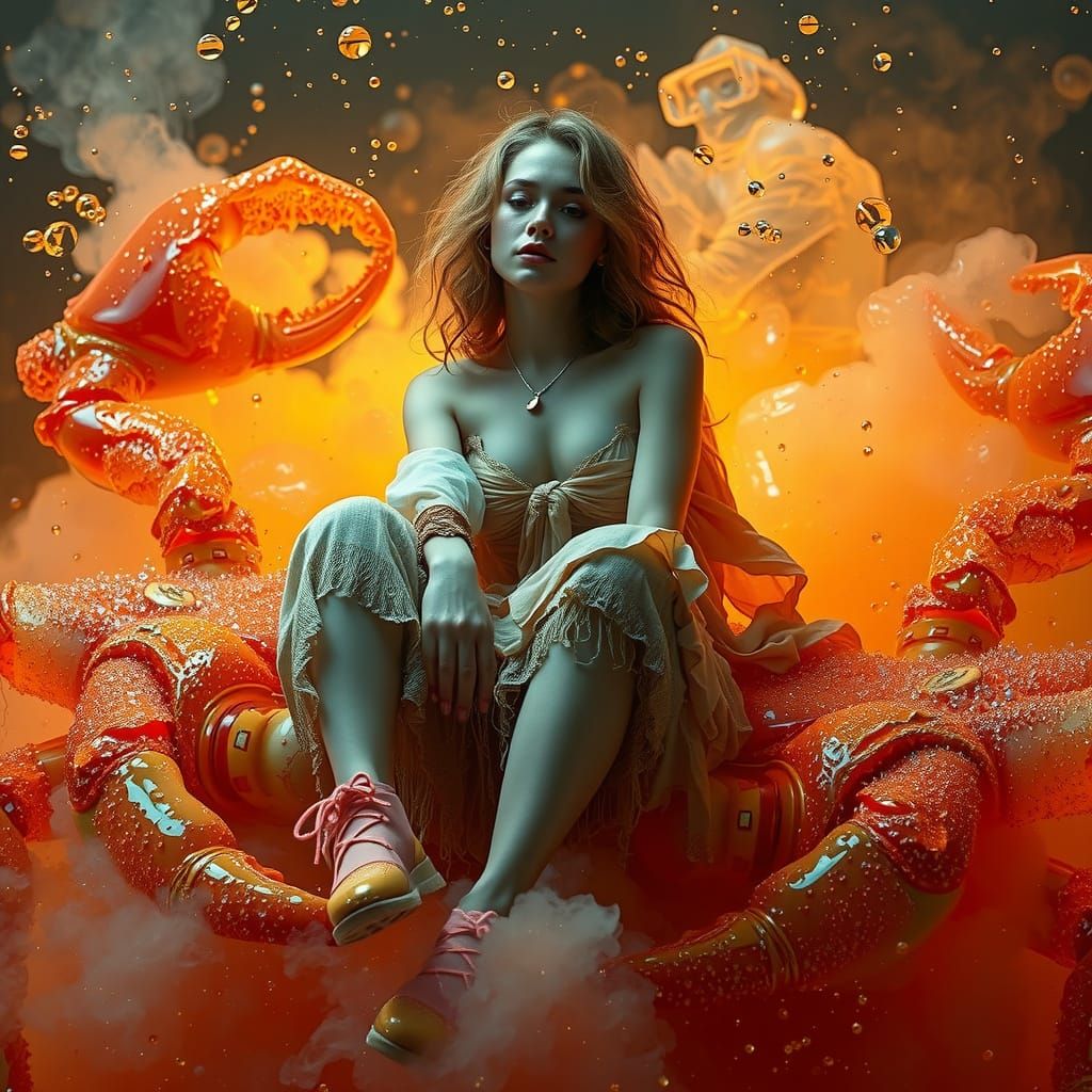 Gummy Crab Rider in a Neon Dreamscape