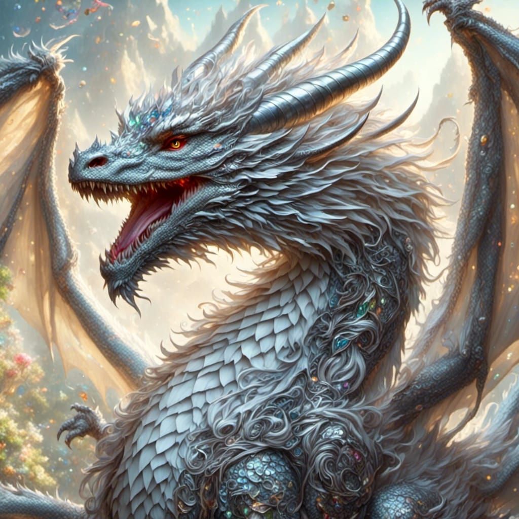 Gemstone Dragon in Painterly Fantasy Realism