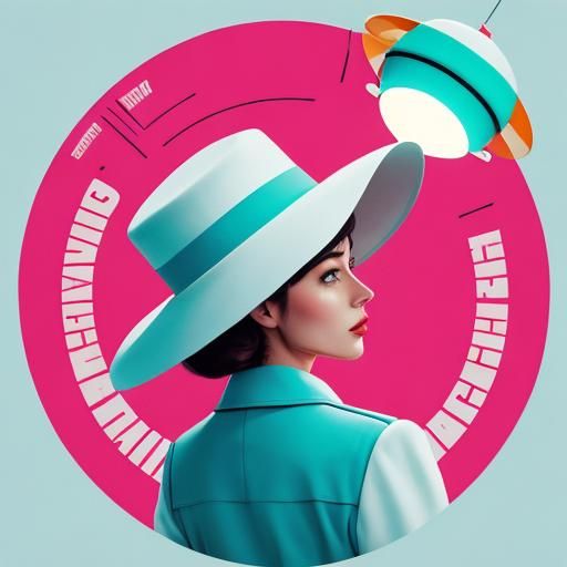 Woman and UFO in Retro Vector Style