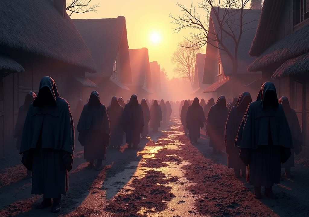 Black Death Devastation in Medieval Village