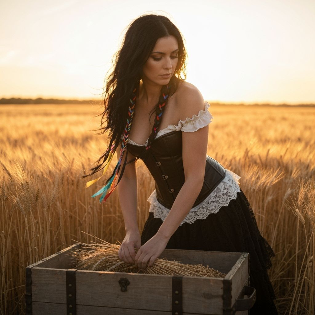 Golden Wheat Fields and Lighthouse in Watercolor Comic Style