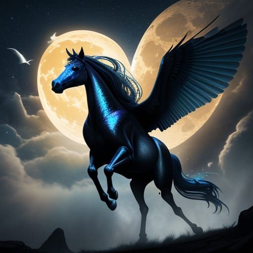Winged Horse Takes Flight in Fantasy Illustration