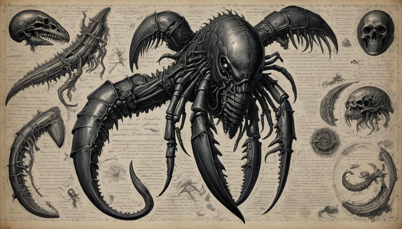 Anatomical Blueprint of Eldritch Horror in Photorealistic St...