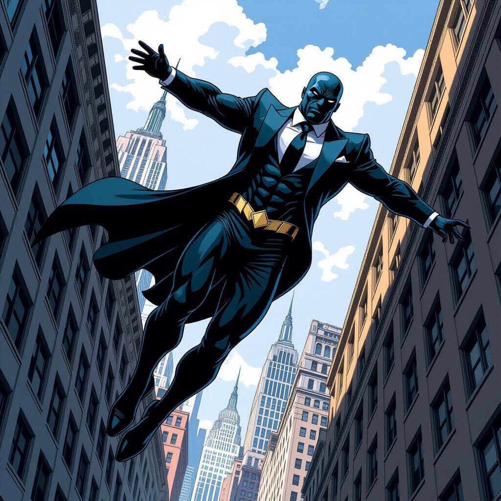 Black Adam's High-Fashion Fall in Comic Style