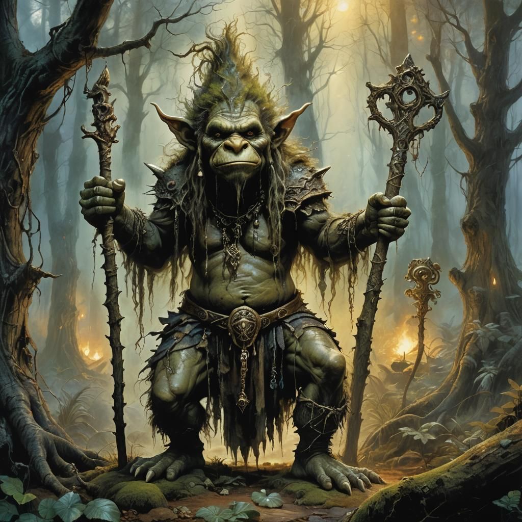 Dreamscape Troll with Club in Fantasy Art Style