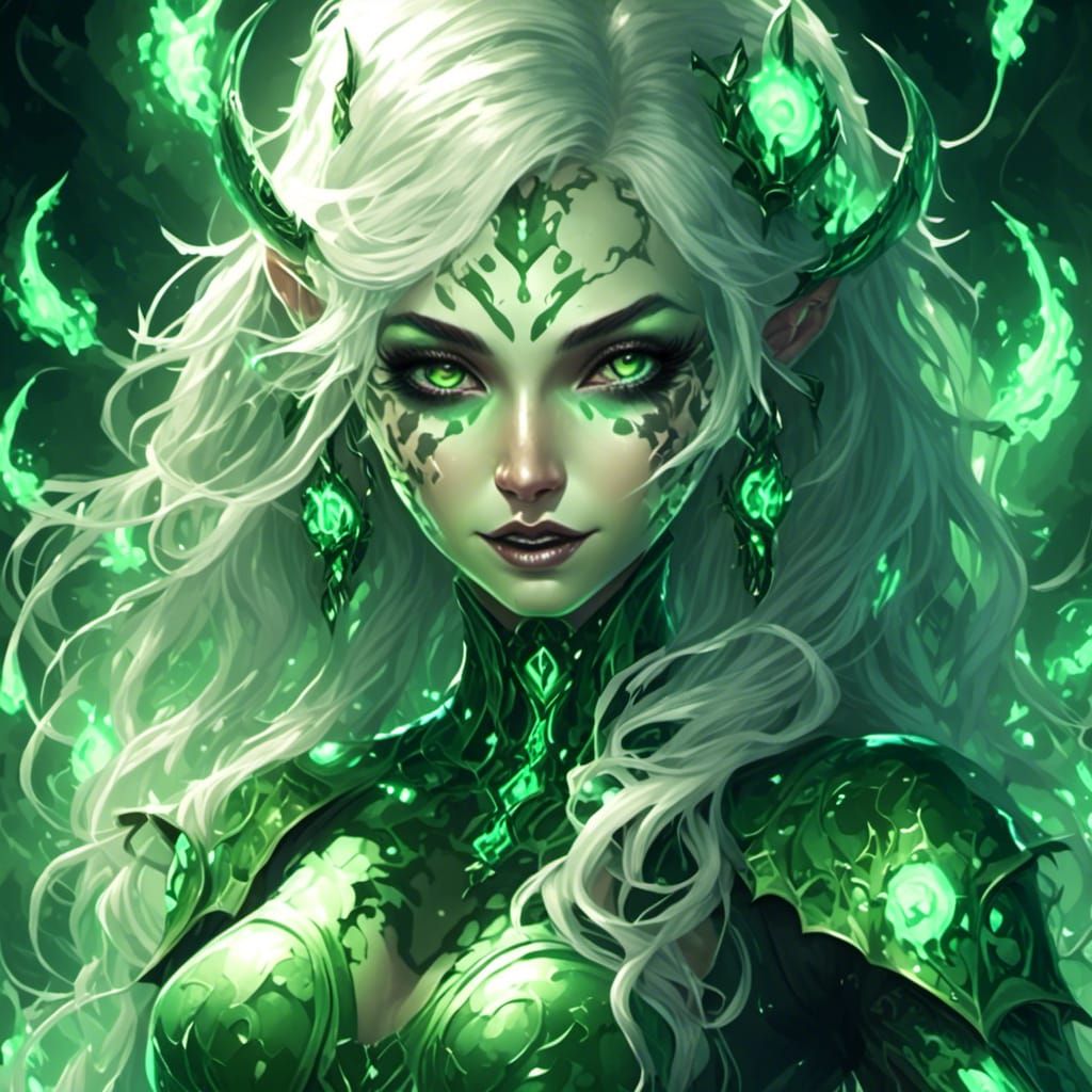 Metallic Figure with Electric Lighting in Cyberpunk Style