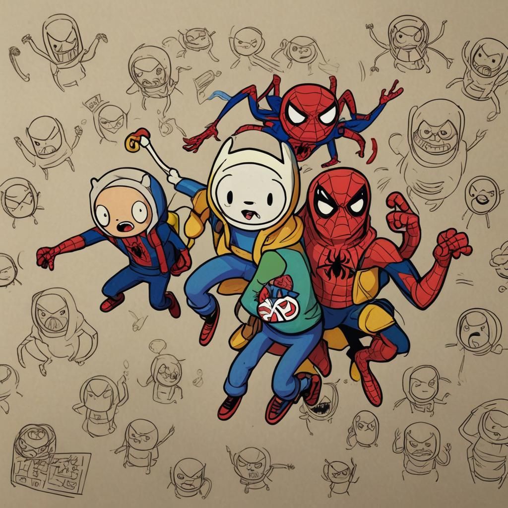 Last Adventure time and spiderman crossover