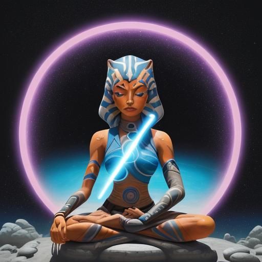 Ahsoka Tano Meditating in Desert Galaxy: Graffiti Art