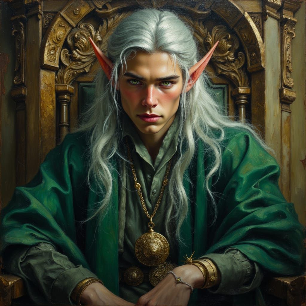 Elf King Portrait in Impasto Oil Style