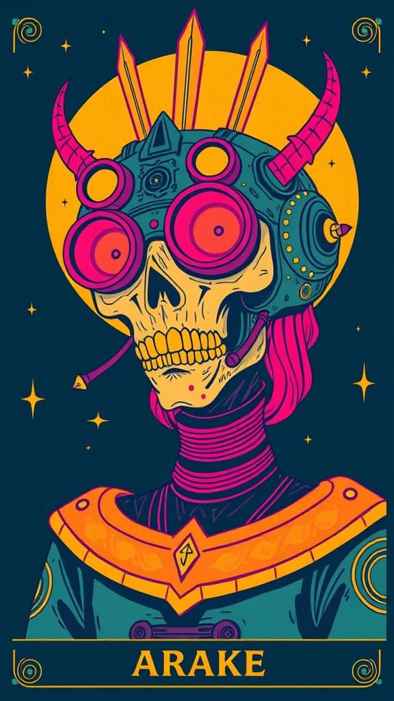 Neon Punk Character in Vintage Sci-Fi Style