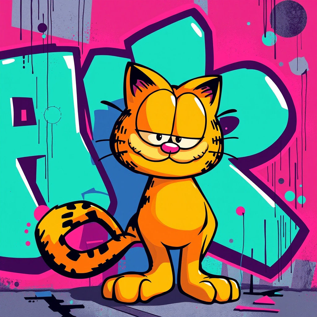 Garfield as Graffiti Pop Art in 8K