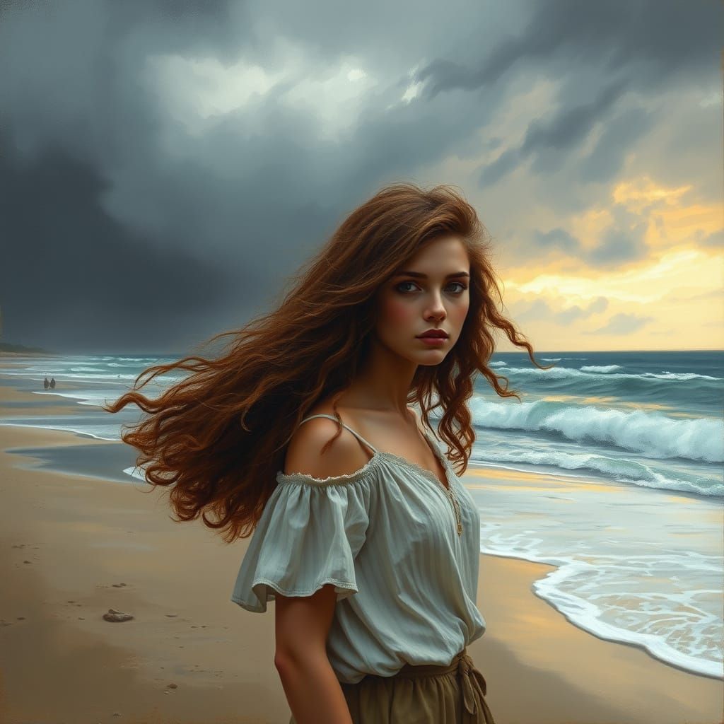 Bella Fray in a Moody Stormy Landscape