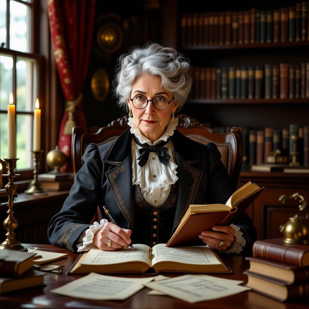 Mary Somerville Correcting Proofs: A Matte Painting