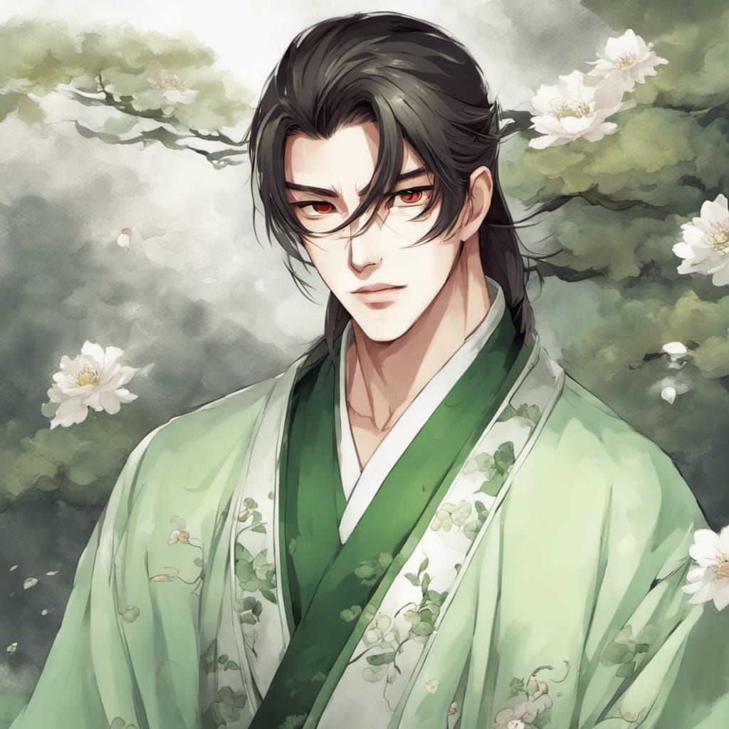 Chinese Men in Traditional Clothing, Anime Art