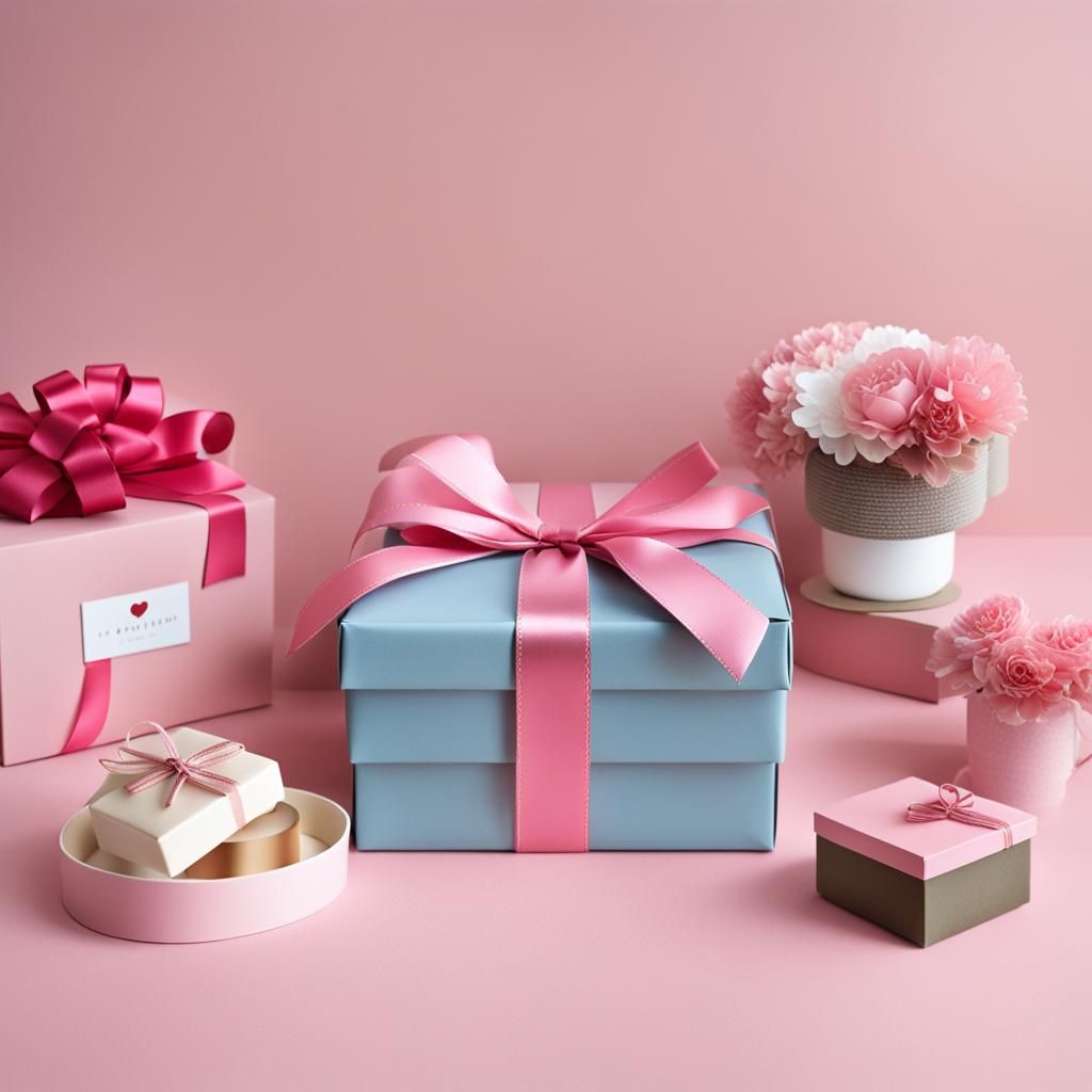Simple Pink Gift Box with Heart