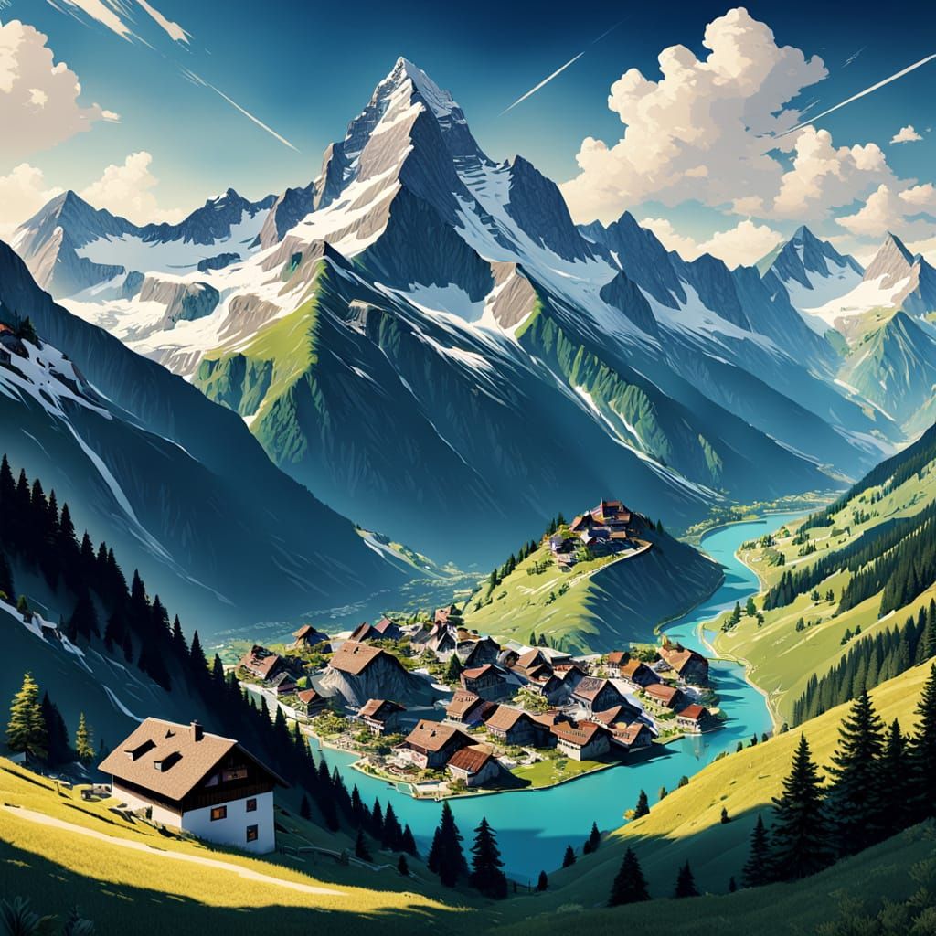 Vintage Travel Poster of the Swiss Alps