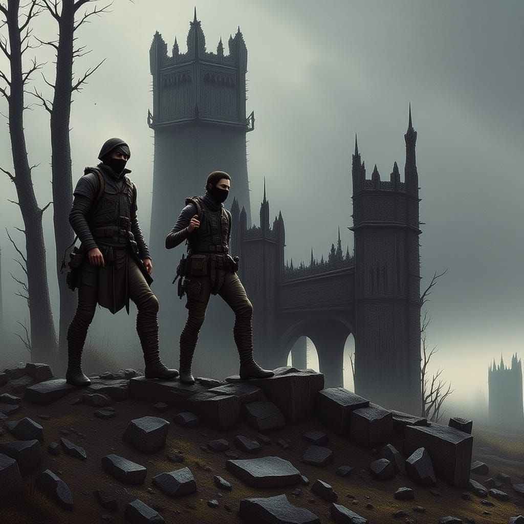 Post-Apocalyptic Warrior in Bleak Wasteland