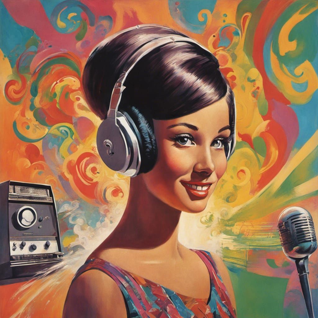 1967 LP Cover of Girl Listening to Music