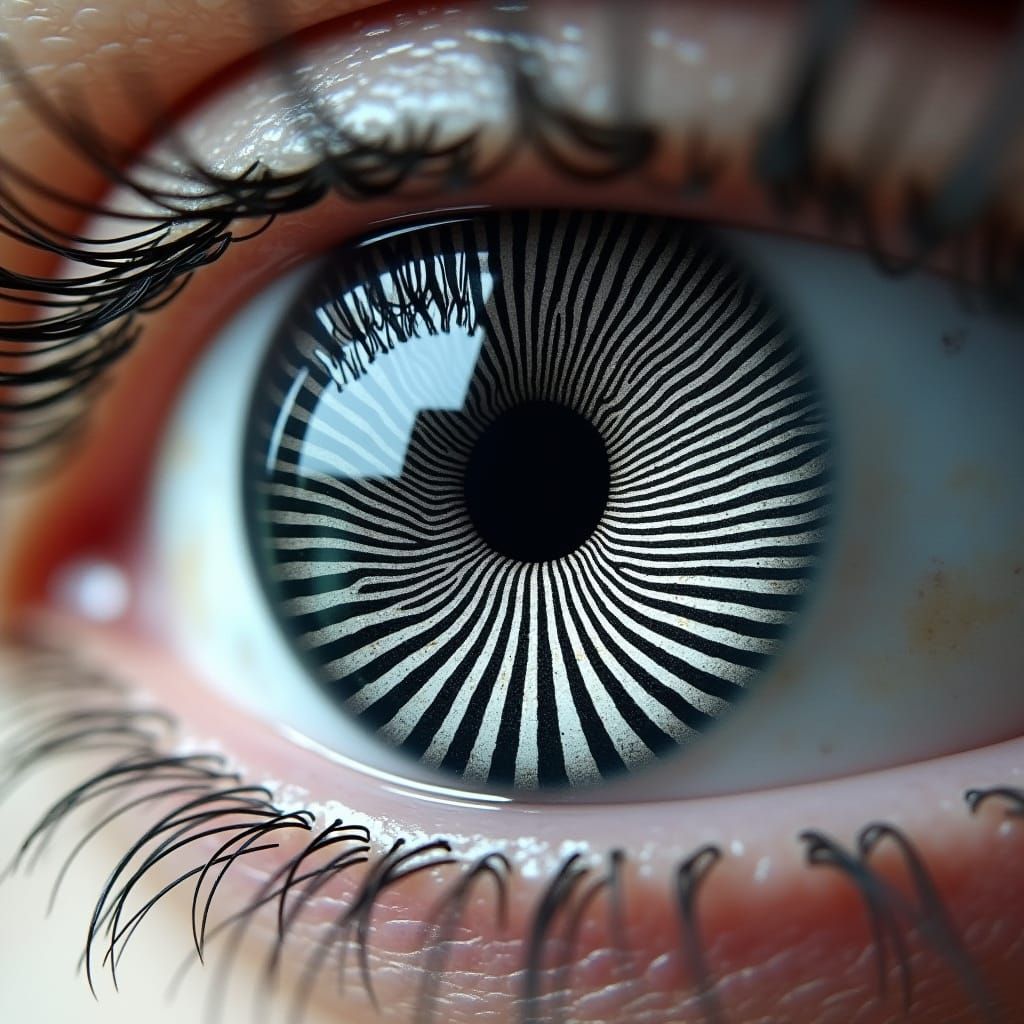 Impossible Escher Staircase Within Hyperrealistic Human Eye