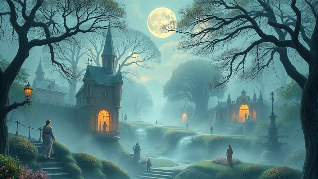 Surreal Fantasy Scene in MC Escher Style