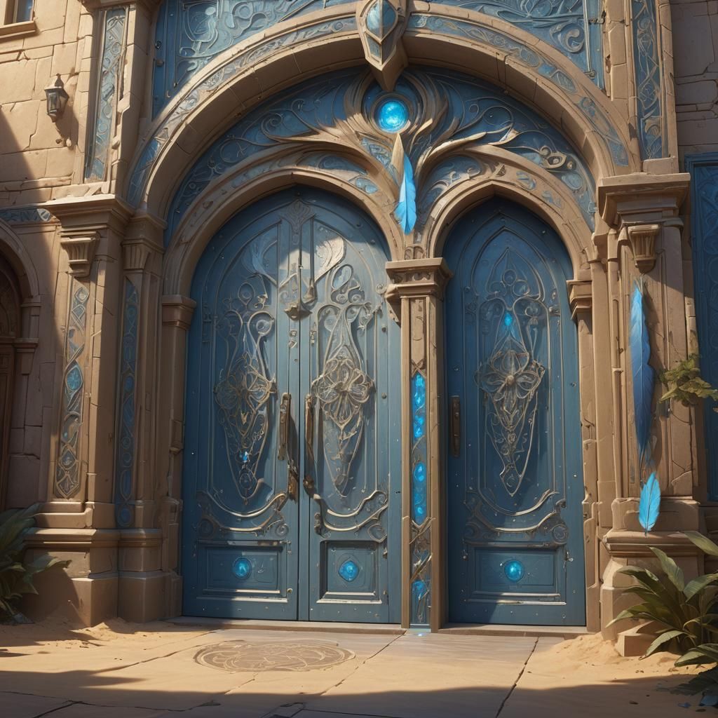 Luminous Elvish Doors in Art Nouveau Style