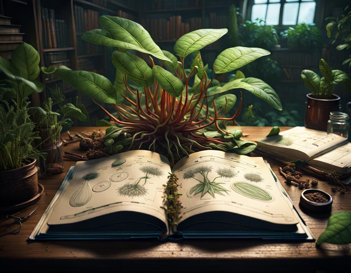 Detailed Biology Book Illustration in an Old Lab