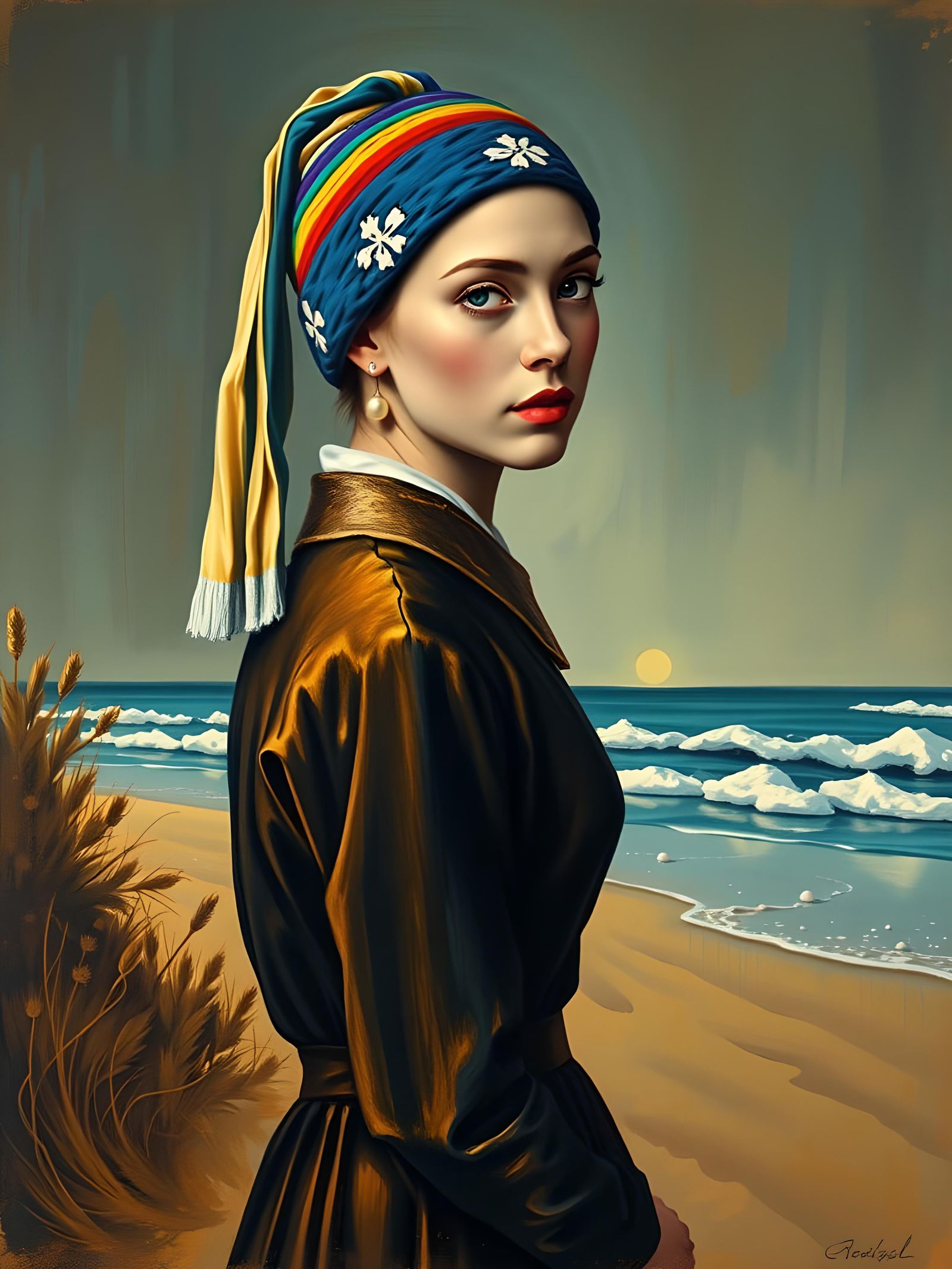 Girl with Pearl Earring in Hyperrealistic Style