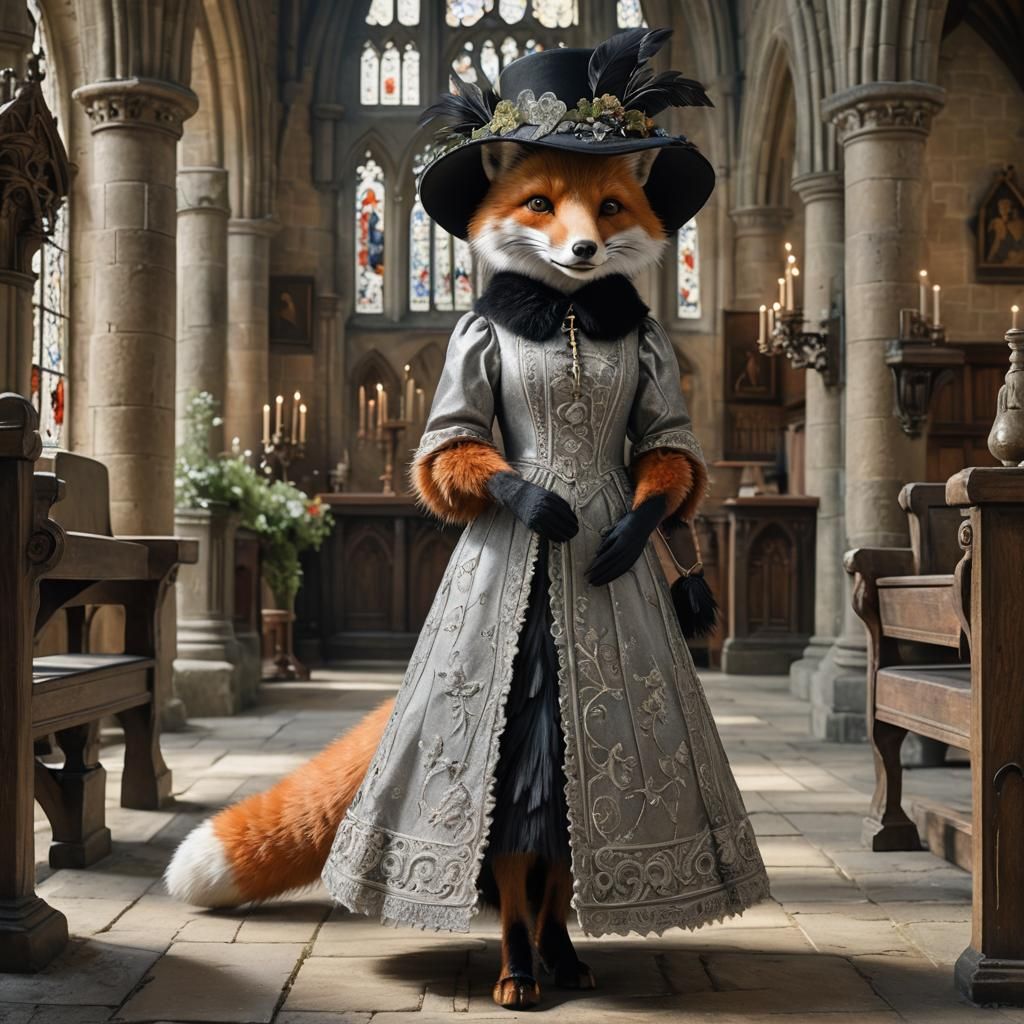 Fox Lady at Abbey: Surreal Fine Art Portrait