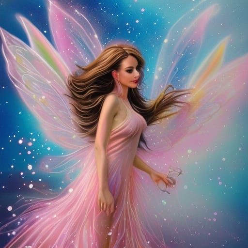 Ethereal Fairy with Pink Wings in Hyperdetailed Fantasy Art