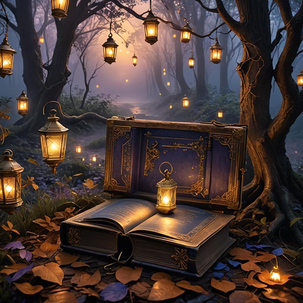 Mystical Book Cover in Fantasy Style