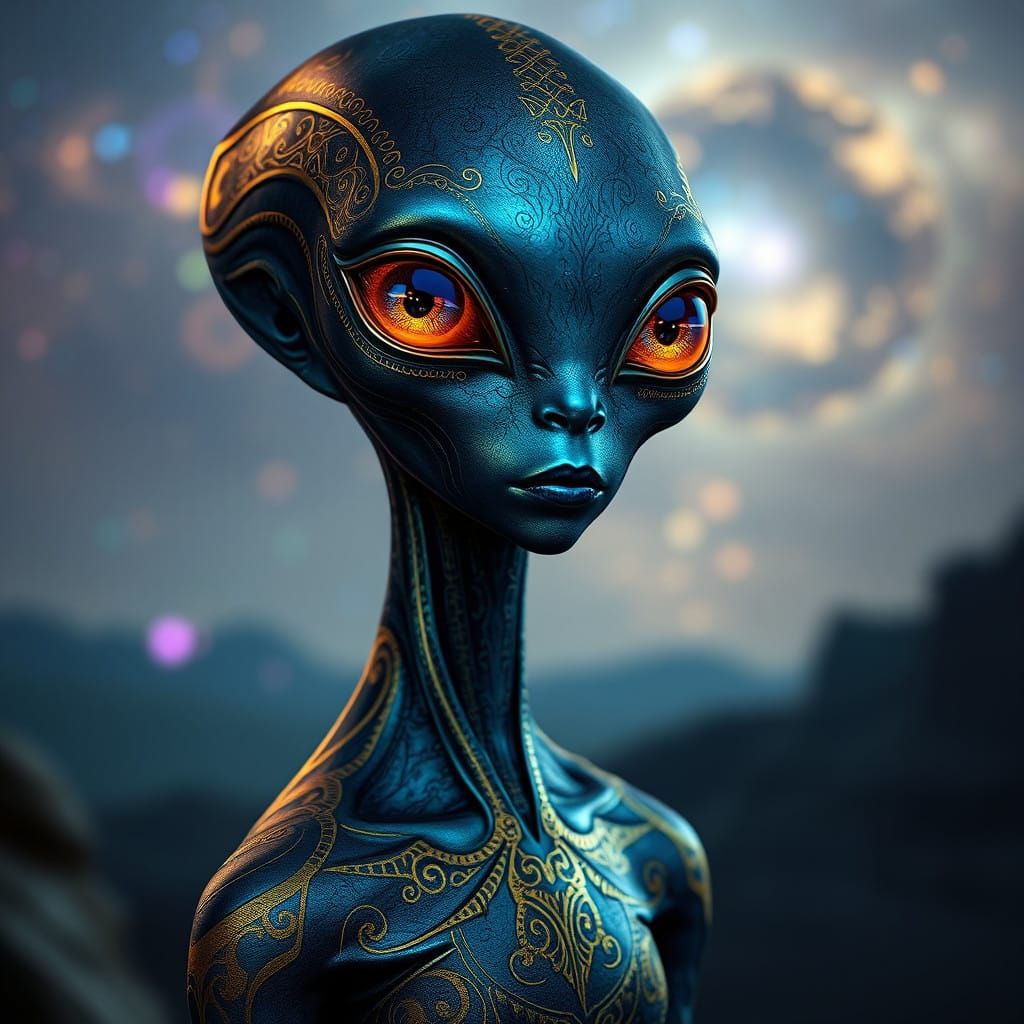 Ethereal Cosmic Beauty in Dark Fantasy Style