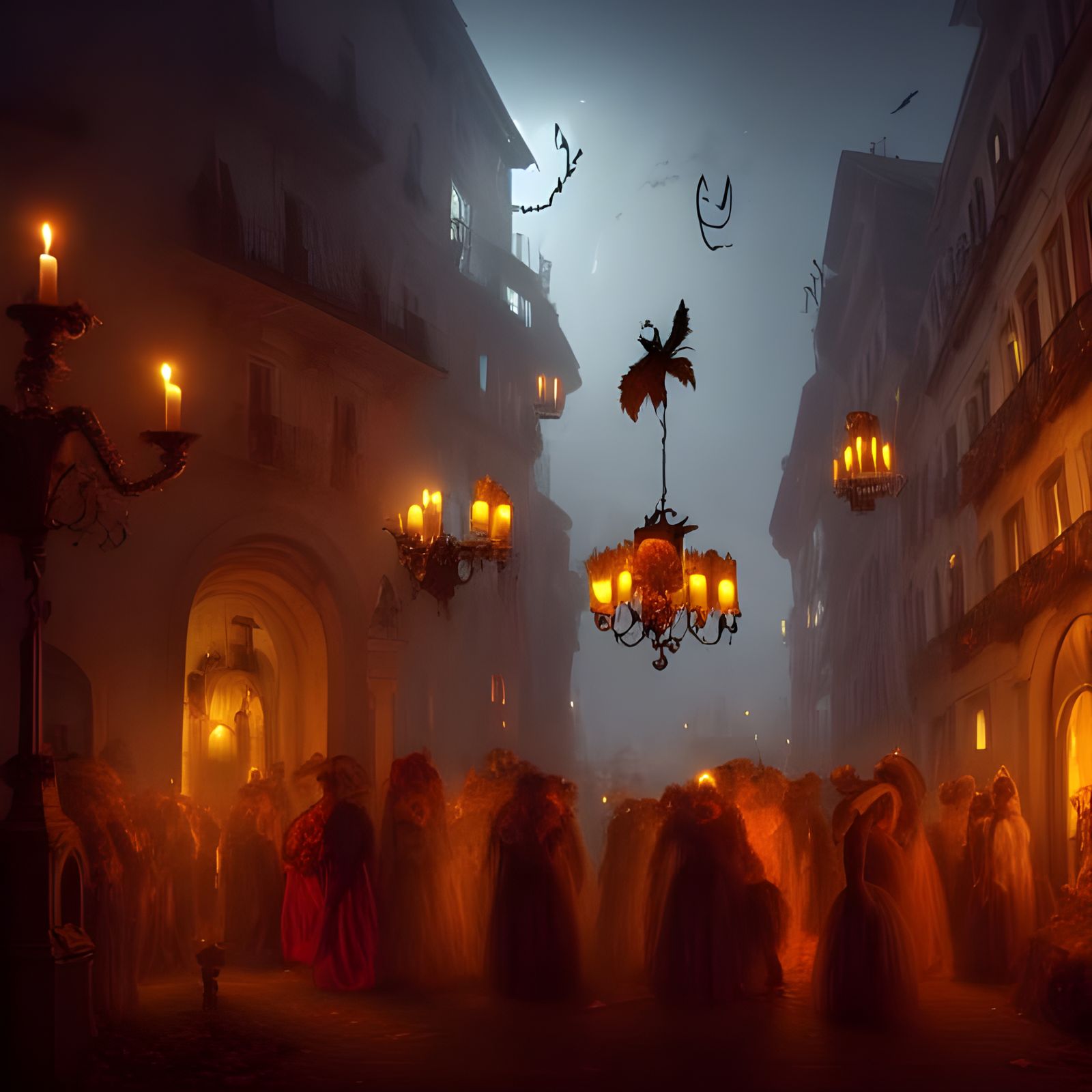 Eerie Italian Masquerade on Halloween in 8k