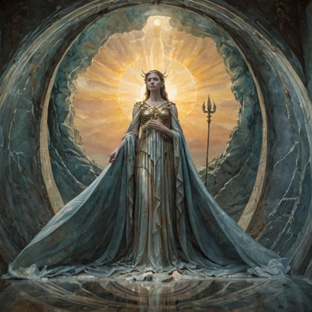 Greco-Roman Goddess in Marble Temple